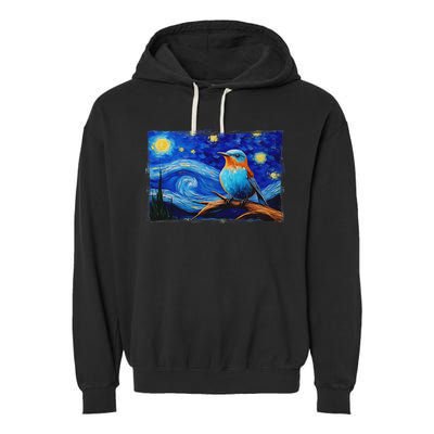 Patience Bluebird Of Happiness Blue Bird Eastern Bluebird Garment-Dyed Fleece Hoodie