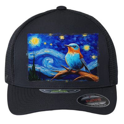 Patience Bluebird Of Happiness Blue Bird Eastern Bluebird Flexfit Unipanel Trucker Cap