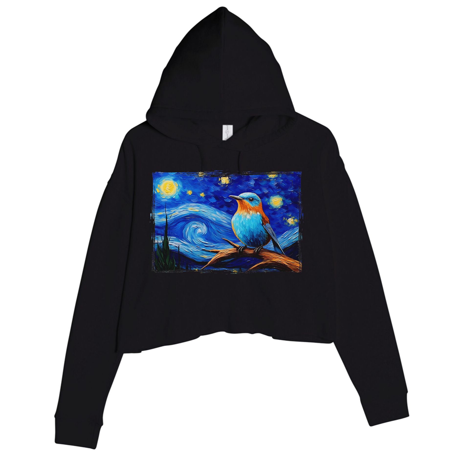 Patience Bluebird Of Happiness Blue Bird Eastern Bluebird Crop Fleece Hoodie
