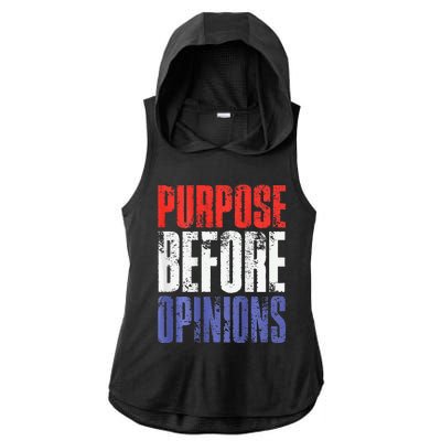 Purpose Before Opinions Austin Theory Live Ladies PosiCharge Tri-Blend Wicking Draft Hoodie Tank