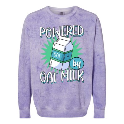 Powered By Oat Milk Cute Vegan Plant Based Cook Barista Colorblast Crewneck Sweatshirt