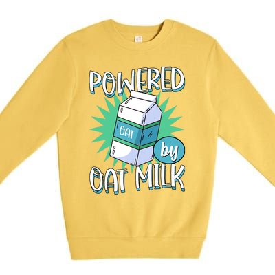 Powered By Oat Milk Cute Vegan Plant Based Cook Barista Premium Crewneck Sweatshirt