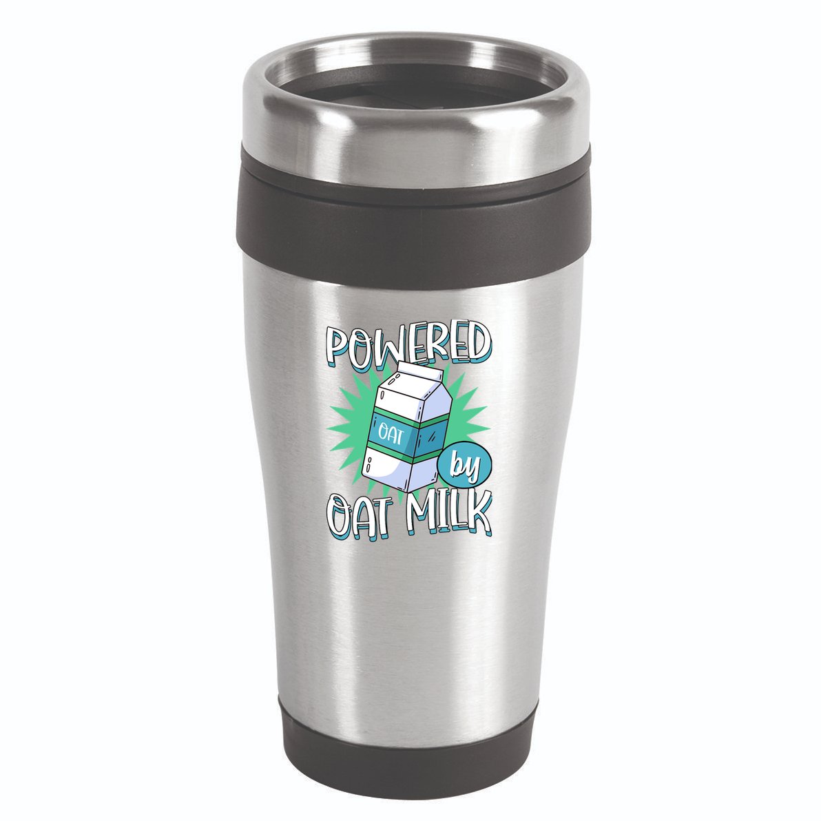 Powered By Oat Milk Cute Vegan Plant Based Cook Barista 16oz Travel Tumbler