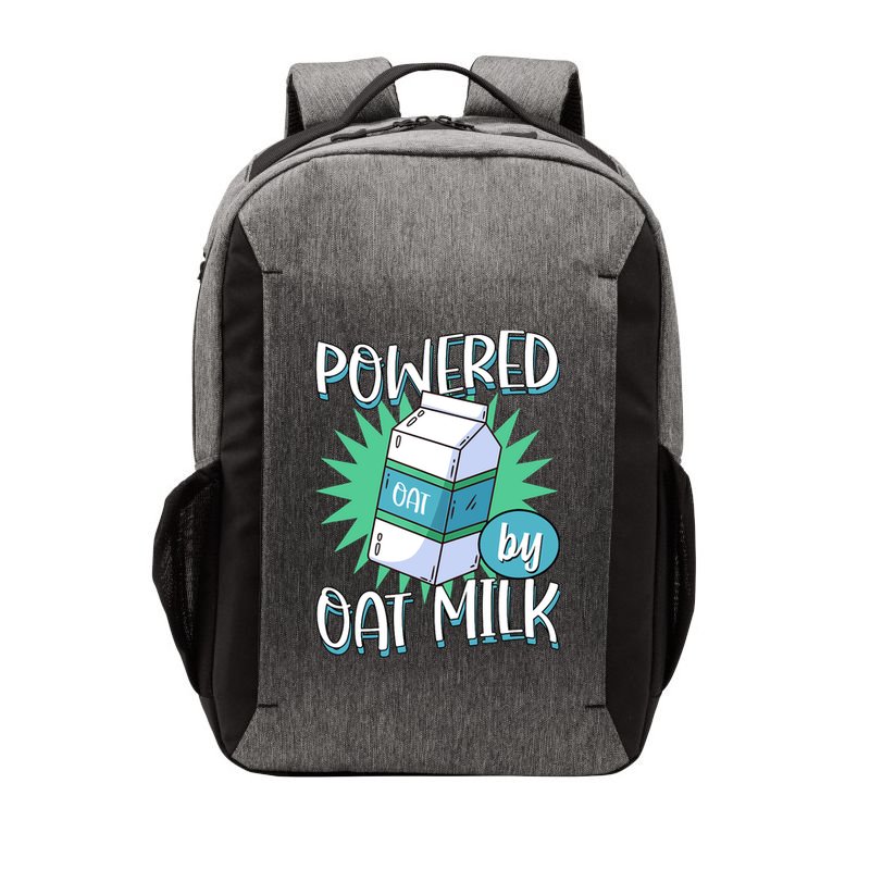 Powered By Oat Milk Cute Vegan Plant Based Cook Barista Vector Backpack