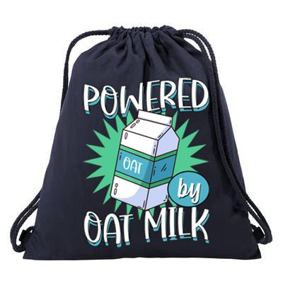 Powered By Oat Milk Cute Vegan Plant Based Cook Barista Drawstring Bag