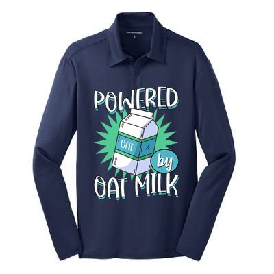 Powered By Oat Milk Cute Vegan Plant Based Cook Barista Silk Touch Performance Long Sleeve Polo