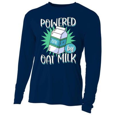 Powered By Oat Milk Cute Vegan Plant Based Cook Barista Cooling Performance Long Sleeve Crew