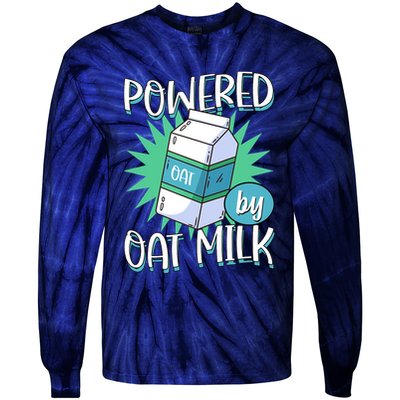 Powered By Oat Milk Cute Vegan Plant Based Cook Barista Tie-Dye Long Sleeve Shirt