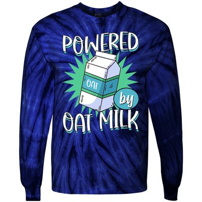 Powered By Oat Milk Cute Vegan Plant Based Cook Barista Tie-Dye Long Sleeve Shirt