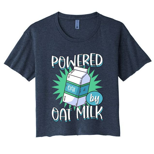 Powered By Oat Milk Cute Vegan Plant Based Cook Barista Crop Top