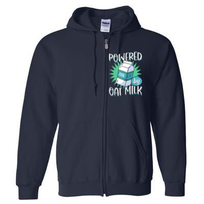 Powered By Oat Milk Cute Vegan Plant Based Cook Barista Full Zip Hoodie