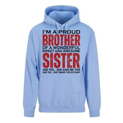 Proud Brother Of A Wonderful Sweet Awesome Sister Funny Gift Unisex Surf Hoodie