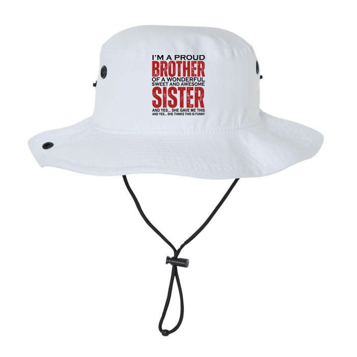 Proud Brother Of A Wonderful Sweet Awesome Sister Funny Gift Legacy Cool Fit Booney Bucket Hat