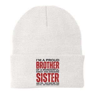 Proud Brother Of A Wonderful Sweet Awesome Sister Funny Gift Knit Cap Winter Beanie