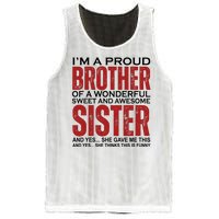 Proud Brother Of A Wonderful Sweet Awesome Sister Funny Gift Mesh Reversible Basketball Jersey Tank