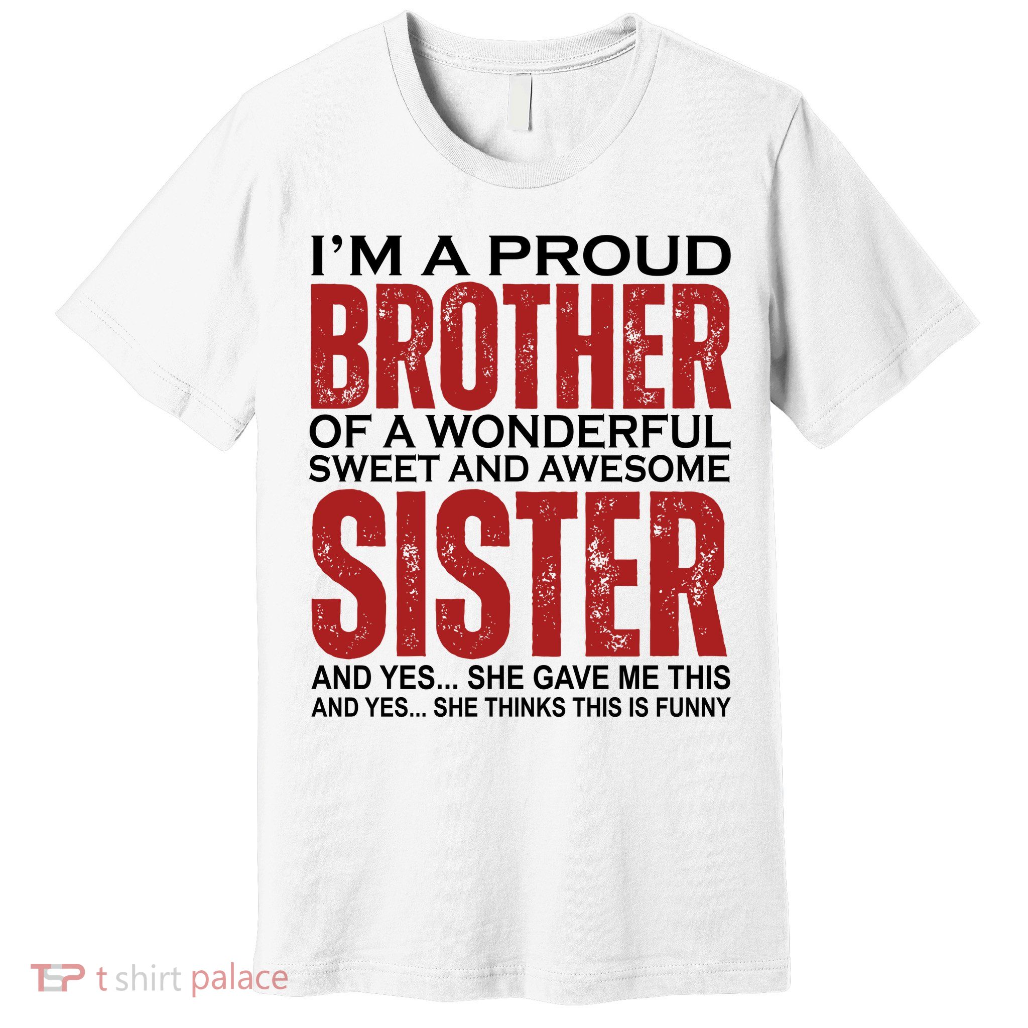Proud Brother Of A Wonderful Sweet Awesome Sister Funny Gift Premium T-Shirt