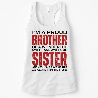 Proud Brother Of A Wonderful Sweet Awesome Sister Funny Gift Womens Tank Top