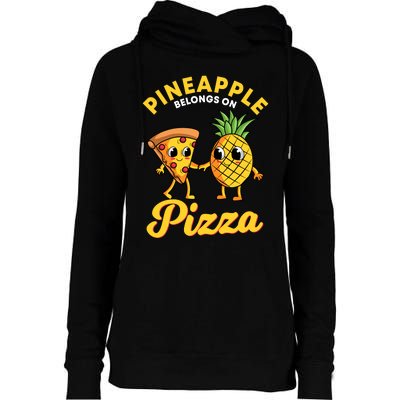 Pineapple Belongs On Pizza Hawaiian Hawaii Pizzeria Womens Funnel Neck Pullover Hood