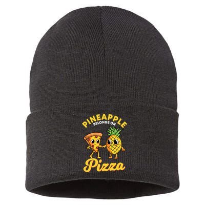 Pineapple Belongs On Pizza Hawaiian Hawaii Pizzeria Sustainable Knit Beanie