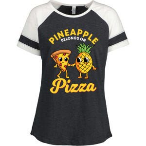 Pineapple Belongs On Pizza Hawaiian Hawaii Pizzeria Enza Ladies Jersey Colorblock Tee