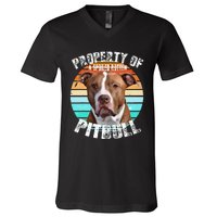 Pit Bull Owner Lover Retro Pitbull V-Neck T-Shirt