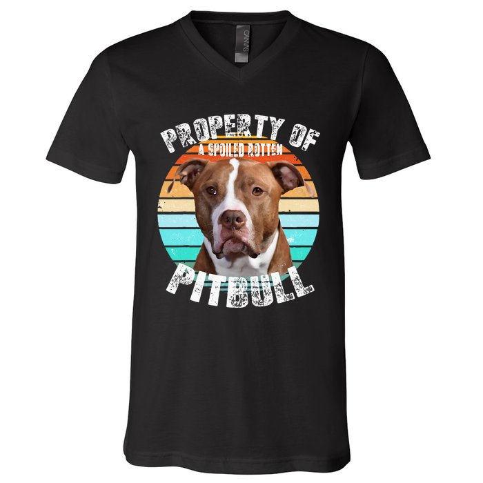 Pit Bull Owner Lover Retro Pitbull V-Neck T-Shirt