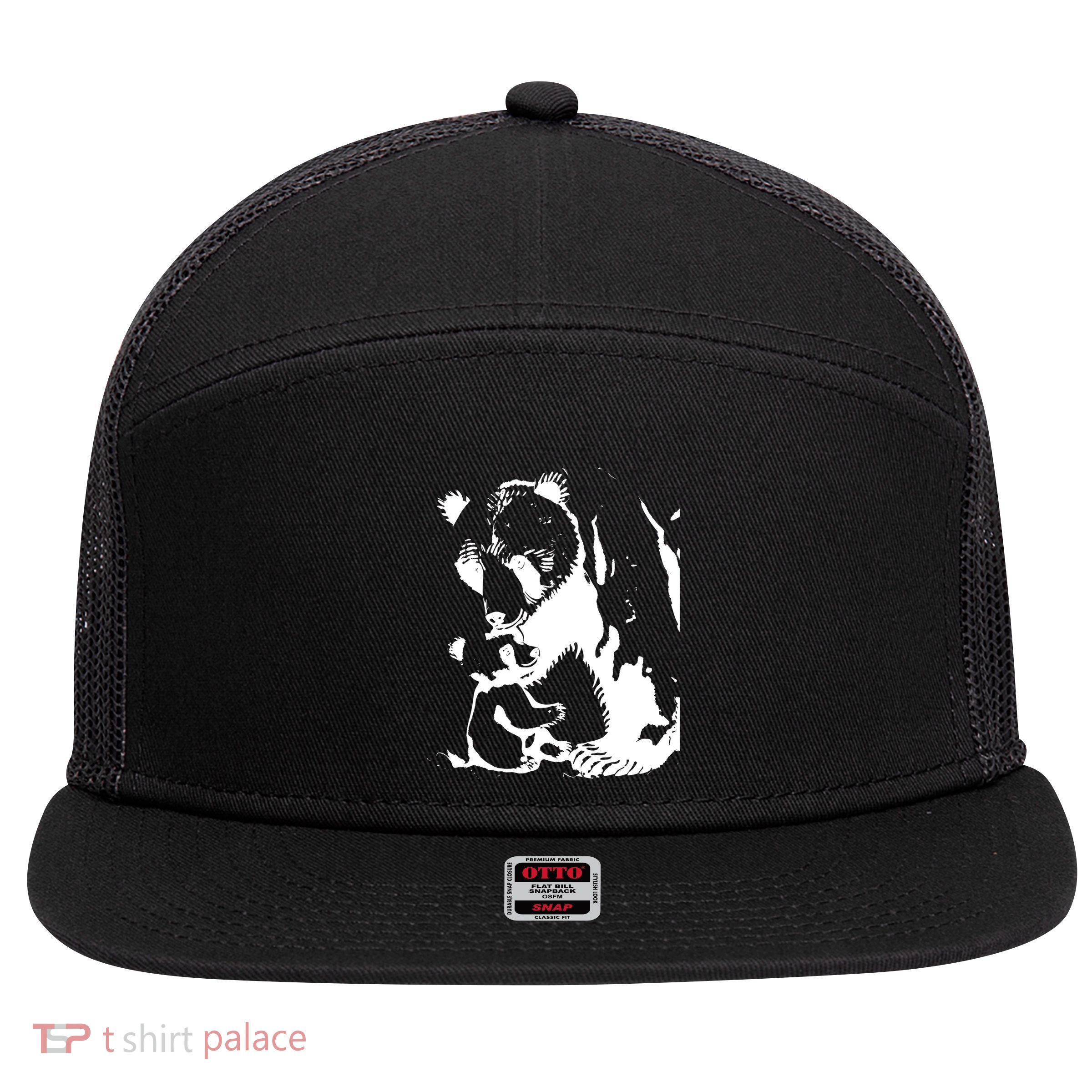 Papa Bear Or Mama Bear With Bear Animal Gift 7 Panel Mesh Trucker Snapback Hat
