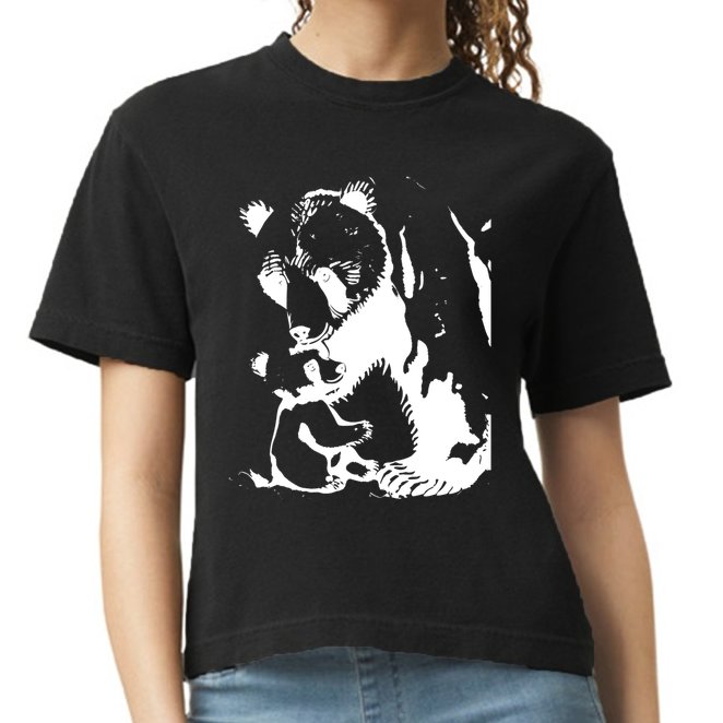 Papa Bear Or Mama Bear With Bear Animal Gift Comfort Colors Boxy T-Shirt