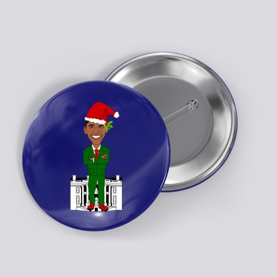 President Barack Obama Santa Claus Ugly Christmas Funny Xmas Gift Button