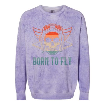 Pilot Born O Fly Airplane Plane Aviator Airport Pilots Colorblast Crewneck Sweatshirt