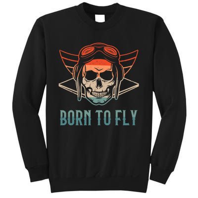 Pilot Born O Fly Airplane Plane Aviator Airport Pilots Sweatshirt