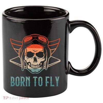 Pilot Born O Fly Airplane Plane Aviator Airport Pilots 11oz C Handle Ceramic Mug