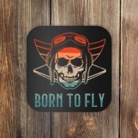 Pilot Born O Fly Airplane Plane Aviator Airport Pilots Coaster