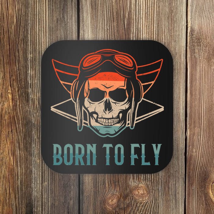 Pilot Born O Fly Airplane Plane Aviator Airport Pilots Coaster