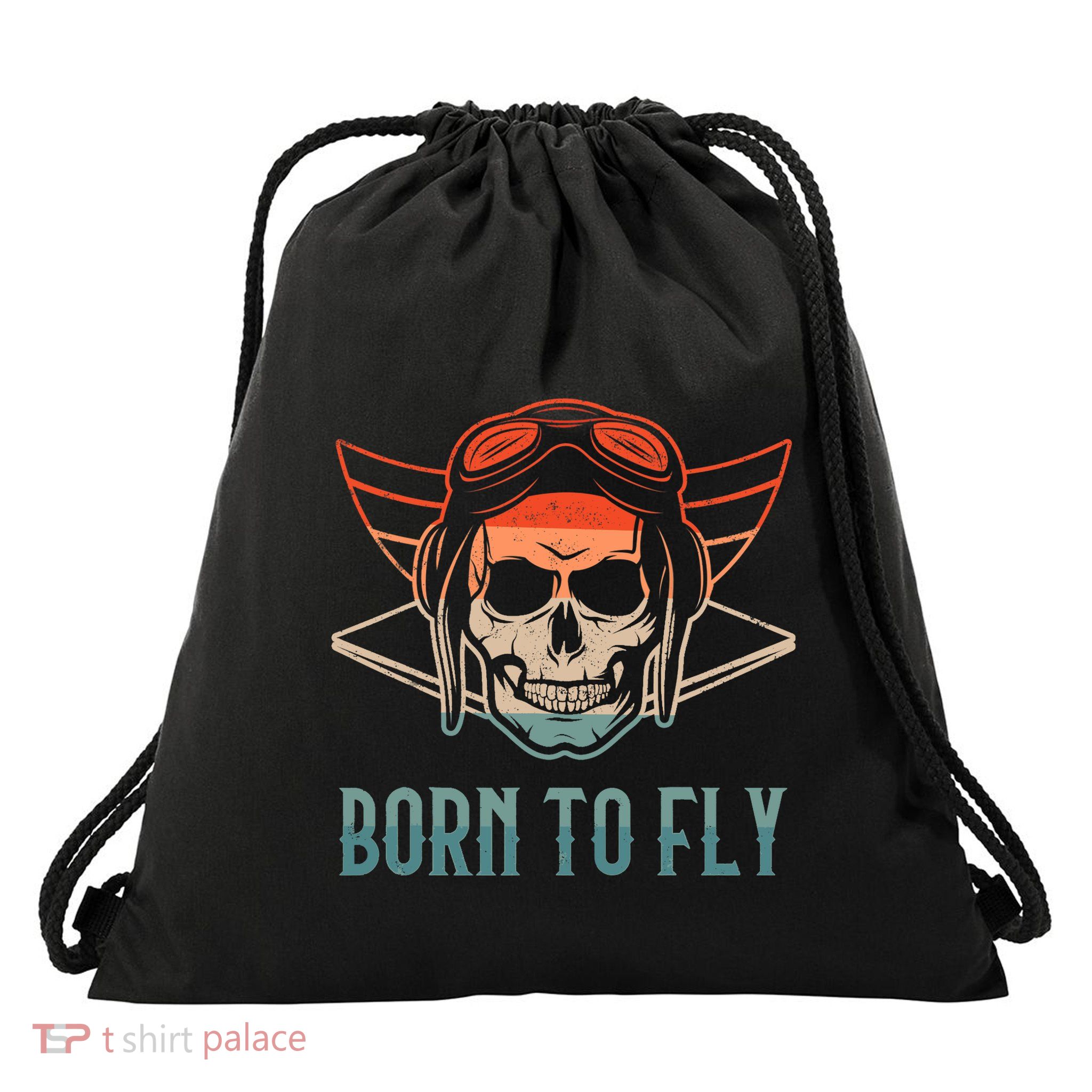 Pilot Born O Fly Airplane Plane Aviator Airport Pilots Drawstring Bag