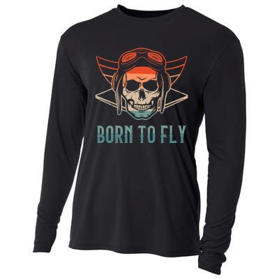 Pilot Born O Fly Airplane Plane Aviator Airport Pilots Cooling Performance Long Sleeve Crew