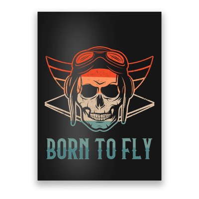 Pilot Born O Fly Airplane Plane Aviator Airport Pilots Poster