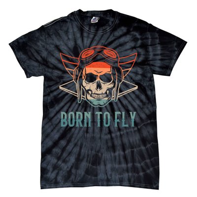 Pilot Born O Fly Airplane Plane Aviator Airport Pilots Tie-Dye T-Shirt