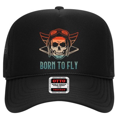 Pilot Born O Fly Airplane Plane Aviator Airport Pilots Trucker Hat
