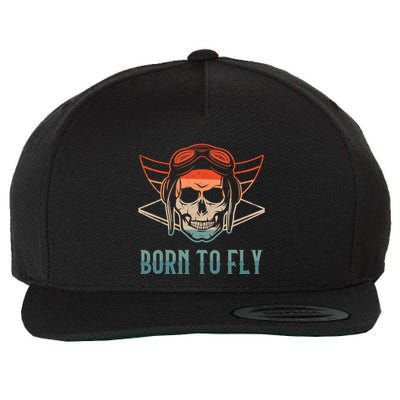 Pilot Born O Fly Airplane Plane Aviator Airport Pilots Wool Snapback Cap