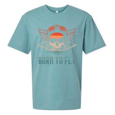 Pilot Born O Fly Airplane Plane Aviator Airport Pilots Sueded Cloud Jersey T-Shirt