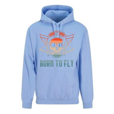 Pilot Born O Fly Airplane Plane Aviator Airport Pilots Unisex Surf Hoodie