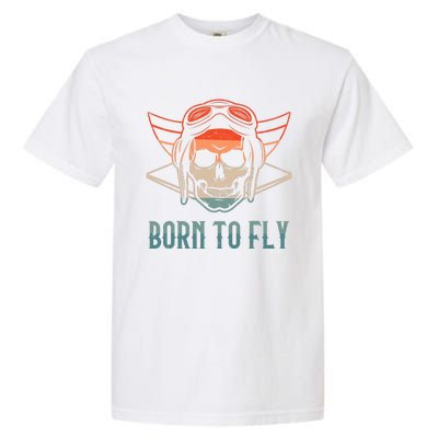 Pilot Born O Fly Airplane Plane Aviator Airport Pilots Garment-Dyed Heavyweight T-Shirt