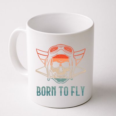 Pilot Born O Fly Airplane Plane Aviator Airport Pilots Coffee Mug