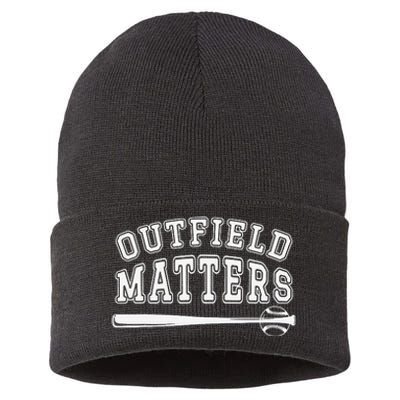 Playing Baseball Outfield Matters Baseball Outfields Funny Sustainable Knit Beanie