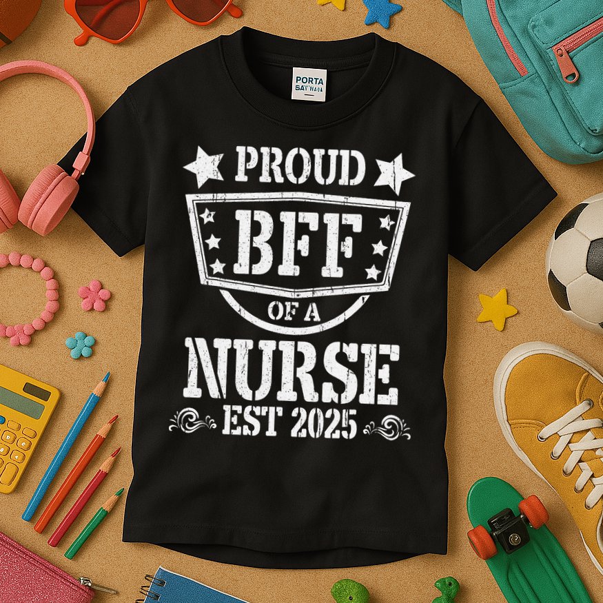 Proud BFF Of A New Nurse Nursing Graduate 2025 Best Friend Gift Kids T-Shirt