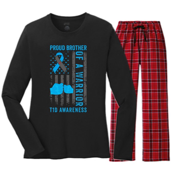 Proud Brother Of A T1d Warrior Type 1 Diabetes Awareness Women's Long Sleeve Flannel Pajama Set 