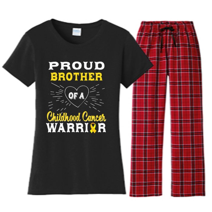 Proud Brother Of A Childhood Cancer Warrior Awareness Women's Flannel Pajama Set