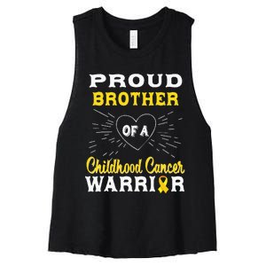 Proud Brother Of A Childhood Cancer Warrior Awareness Women's Racerback Cropped Tank