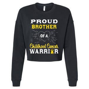 Proud Brother Of A Childhood Cancer Warrior Awareness Cropped Pullover Crew